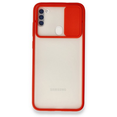 Samsung Galaxy A11 Kılıf Palm Buzlu Kamera Sürgülü Silikon - Kırmızı