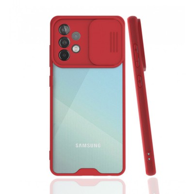 Samsung Galaxy A52 Kılıf Platin Kamera Koruma Silikon - Kırmızı