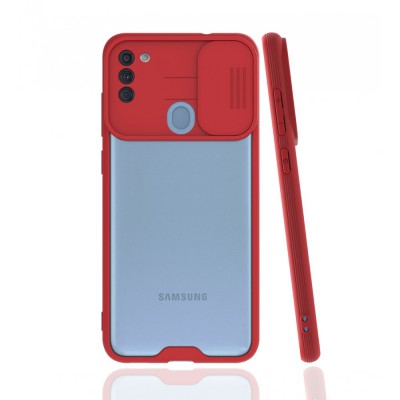 Samsung Galaxy A11 Kılıf Platin Kamera Koruma Silikon - Kırmızı