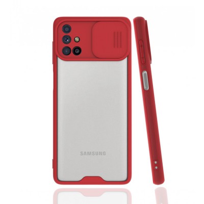 Samsung Galaxy M51 Kılıf Platin Kamera Koruma Silikon - Kırmızı