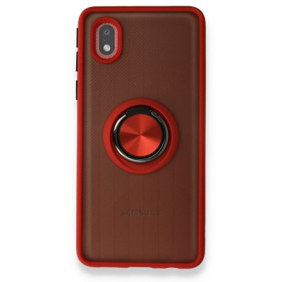 Samsung Galaxy A01 Core Kılıf Montreal Yüzüklü Silikon Kapak - Kırmızı