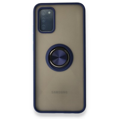 Samsung Galaxy A02s Kılıf Montreal Yüzüklü Silikon Kapak - Lacivert