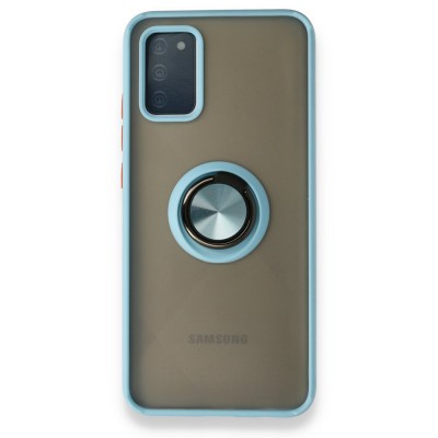 Samsung Galaxy A02s Kılıf Montreal Yüzüklü Silikon Kapak - Buz Mavi