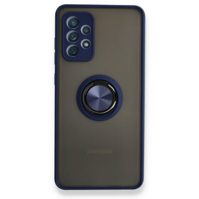 Samsung Galaxy A72 Kılıf Montreal Yüzüklü Silikon Kapak - Lacivert