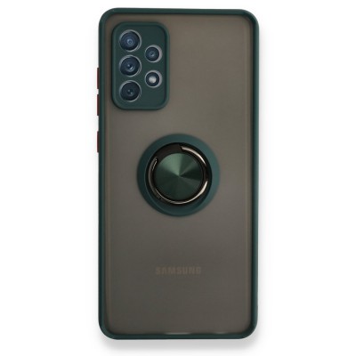 Samsung Galaxy A72 Kılıf Montreal Yüzüklü Silikon Kapak - Yeşil