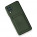 Samsung Galaxy A12 Kılıf Kelvin Kartvizitli Silikon - Koyu Yeşil