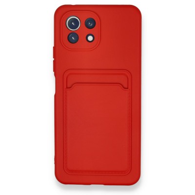 Xiaomi Mi 11 Lite Kılıf Kelvin Kartvizitli Silikon - Kırmızı
