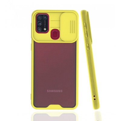 Samsung Galaxy M31 Kılıf Platin Kamera Koruma Silikon - Sarı