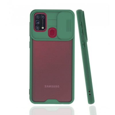 Samsung Galaxy M31 Kılıf Platin Kamera Koruma Silikon - Yeşil