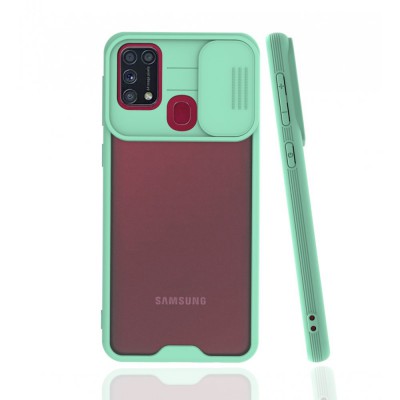 Samsung Galaxy M31 Kılıf Platin Kamera Koruma Silikon - Açık Yeşil