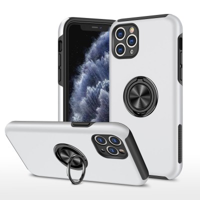 iphone 11 Pro Max Kılıf Elit Yüzüklü Kapak - Gümüş
