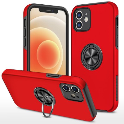 iphone 12 Mini Kılıf Elit Yüzüklü Kapak - Kırmızı