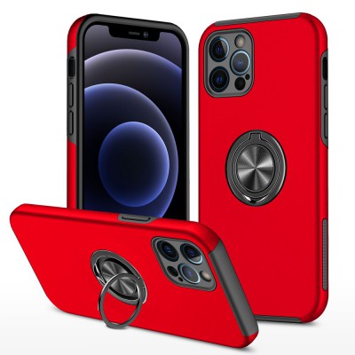 iphone 12 Pro Max Kılıf Elit Yüzüklü Kapak - Kırmızı