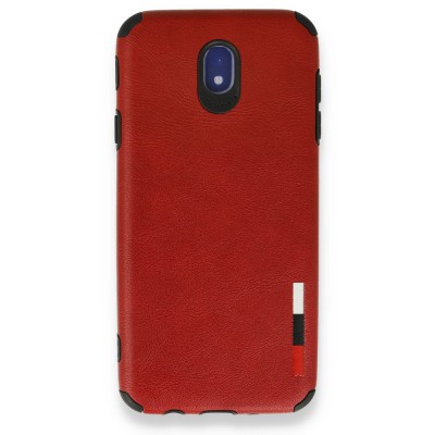 Samsung Galaxy J7 Pro / J730 Kılıf Loop Deri Silikon - Kırmızı