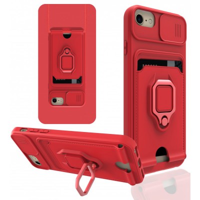 iphone 6 Kılıf Zuma Kartvizitli Yüzüklü Silikon - Kırmızı