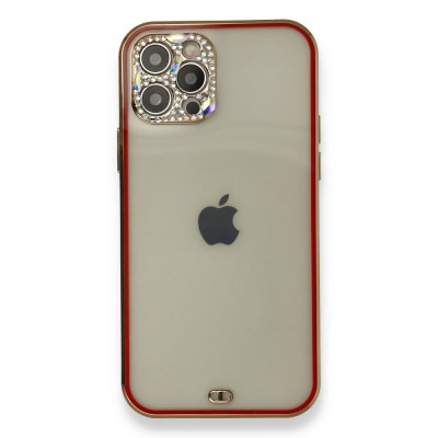 iphone 12 Pro Kılıf Liva Taşlı Silikon - Kırmızı