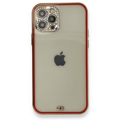 iphone 12 Pro Max Kılıf Liva Taşlı Silikon - Kırmızı