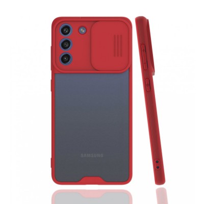Samsung Galaxy S21 Fe Kılıf Platin Kamera Koruma Silikon - Kırmızı