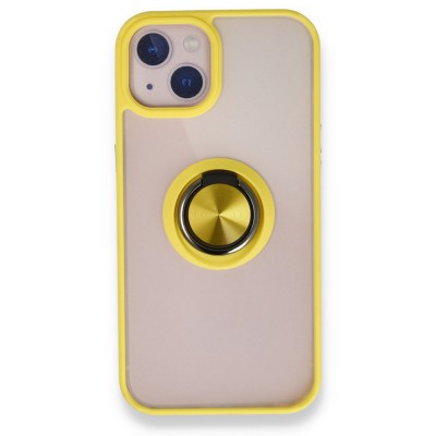 iphone 13 Kılıf Montreal Yüzüklü Silikon Kapak - Sarı
