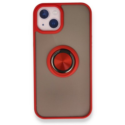 iphone 13 Kılıf Montreal Yüzüklü Silikon Kapak - Kırmızı