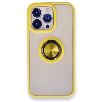 iphone 13 Pro Max Kılıf Montreal Yüzüklü Silikon Kapak - Sarı