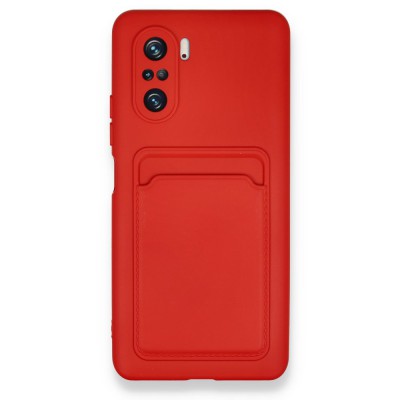 Xiaomi Redmi K40 Kılıf Kelvin Kartvizitli Silikon - Kırmızı