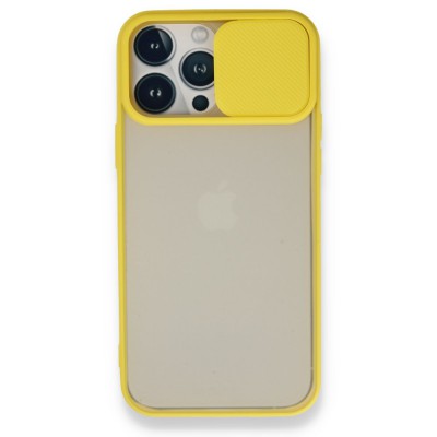 iphone 13 Pro Max Kılıf Palm Buzlu Kamera Sürgülü Silikon - Sarı