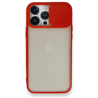 iphone 13 Pro Max Kılıf Palm Buzlu Kamera Sürgülü Silikon - Kırmızı
