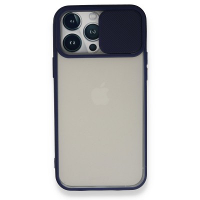 iphone 13 Pro Max Kılıf Palm Buzlu Kamera Sürgülü Silikon - Lacivert
