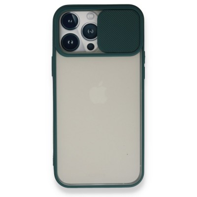 iphone 13 Pro Max Kılıf Palm Buzlu Kamera Sürgülü Silikon - Yeşil