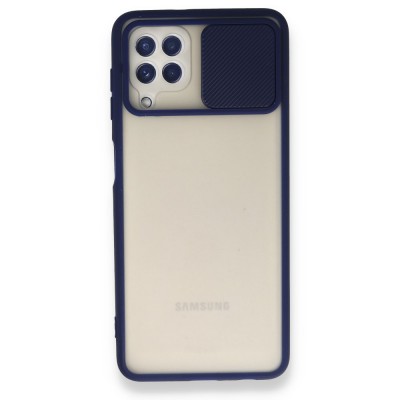 Samsung Galaxy A22 Kılıf Palm Buzlu Kamera Sürgülü Silikon - Lacivert