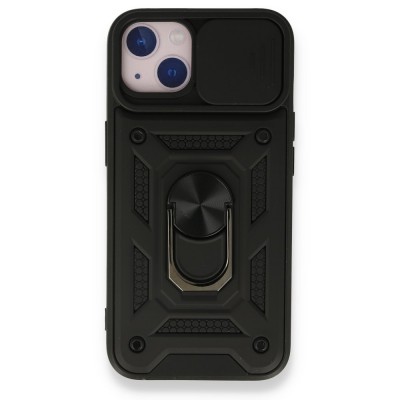 iphone 13 Kılıf Pars Lens Yüzüklü Silikon - Siyah