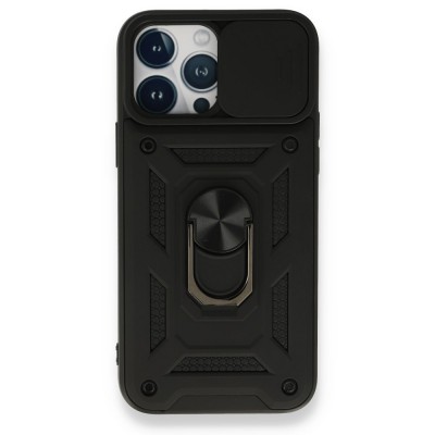 iphone 13 Pro Max Kılıf Pars Lens Yüzüklü Silikon - Siyah