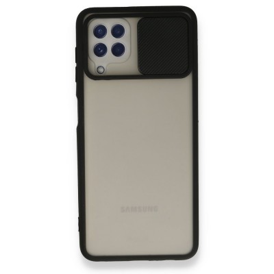 Samsung Galaxy M22 Kılıf Palm Buzlu Kamera Sürgülü Silikon - Siyah
