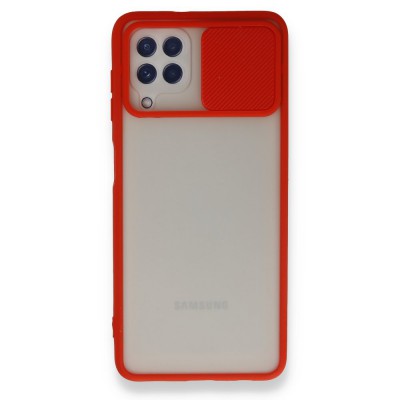 Samsung Galaxy M22 Kılıf Palm Buzlu Kamera Sürgülü Silikon - Kırmızı