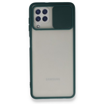 Samsung Galaxy M22 Kılıf Palm Buzlu Kamera Sürgülü Silikon - Yeşil