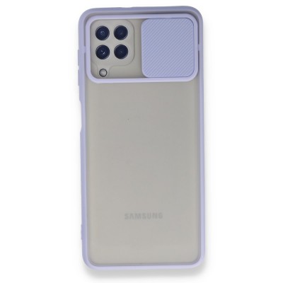 Samsung Galaxy M22 Kılıf Palm Buzlu Kamera Sürgülü Silikon - Lila