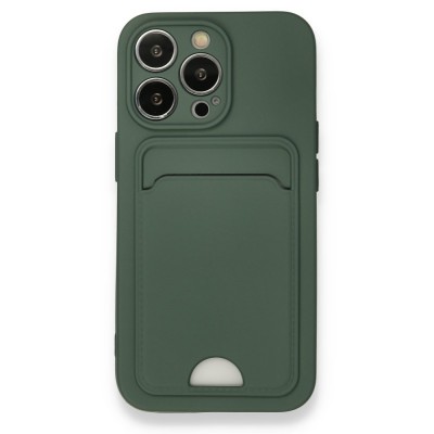 iphone 13 Pro Kılıf Kelvin Kartvizitli Silikon - Koyu Yeşil