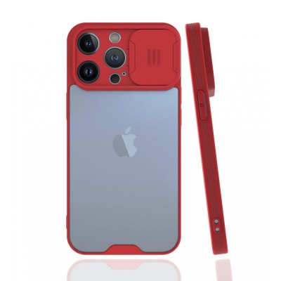 iphone 13 Pro Max Kılıf Platin Kamera Koruma Silikon - Kırmızı