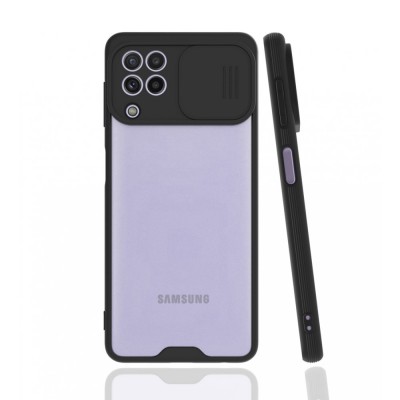 Samsung Galaxy A22 Kılıf Platin Kamera Koruma Silikon - Siyah
