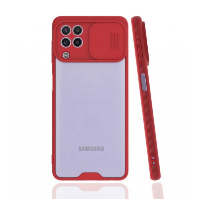 Samsung Galaxy M22 Kılıf Platin Kamera Koruma Silikon - Kırmızı