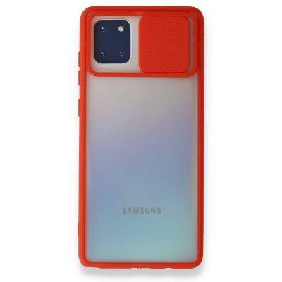 Samsung Galaxy A81 / Note 10 Lite Kılıf Palm Buzlu Kamera Sürgülü Silikon - Kırmızı
