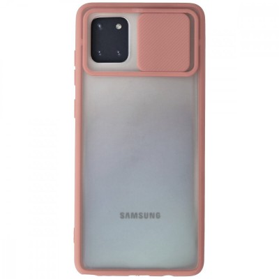 Samsung Galaxy A81 / Note 10 Lite Kılıf Palm Buzlu Kamera Sürgülü Silikon - Pembe