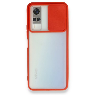Vivo Y53s Kılıf Palm Buzlu Kamera Sürgülü Silikon - Kırmızı