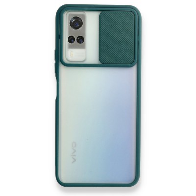 Vivo Y53s Kılıf Palm Buzlu Kamera Sürgülü Silikon - Yeşil