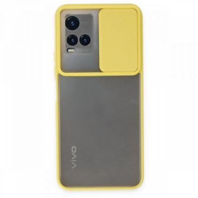 Vivo Y33s Kılıf Palm Buzlu Kamera Sürgülü Silikon - Sarı
