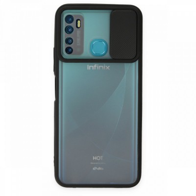 infinix Hot 9 Kılıf Palm Buzlu Kamera Sürgülü Silikon - Siyah