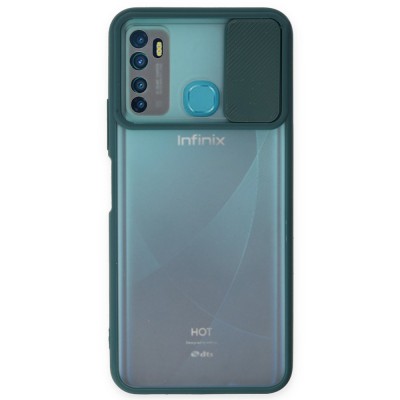 infinix Hot 9 Kılıf Palm Buzlu Kamera Sürgülü Silikon - Yeşil