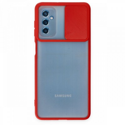 Samsung Galaxy M52 5g Kılıf Palm Buzlu Kamera Sürgülü Silikon - Kırmızı