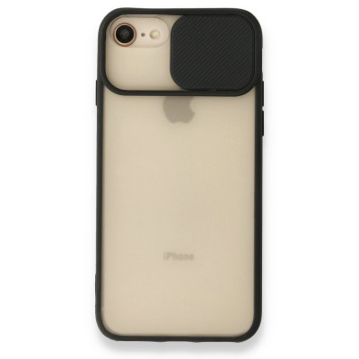 iphone 8 Kılıf Palm Buzlu Kamera Sürgülü Silikon - Siyah